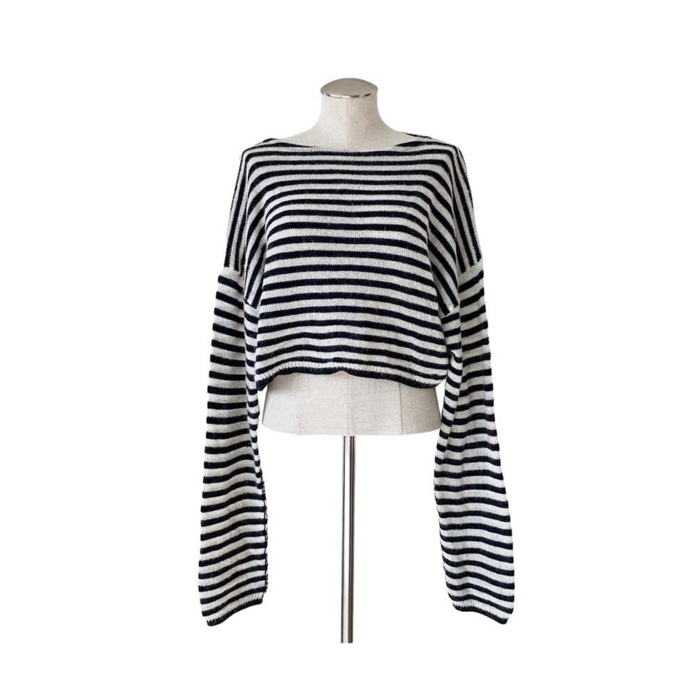 All Saints Black and White Striped Sweater - Picture 2 of 10